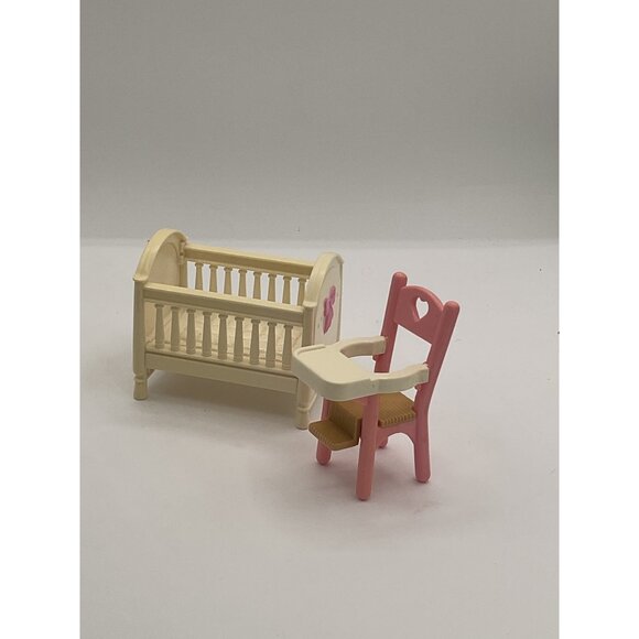 Fisher Price Loving Family Crib & High Chair Pink Nursery Set - Picture 4 of 4